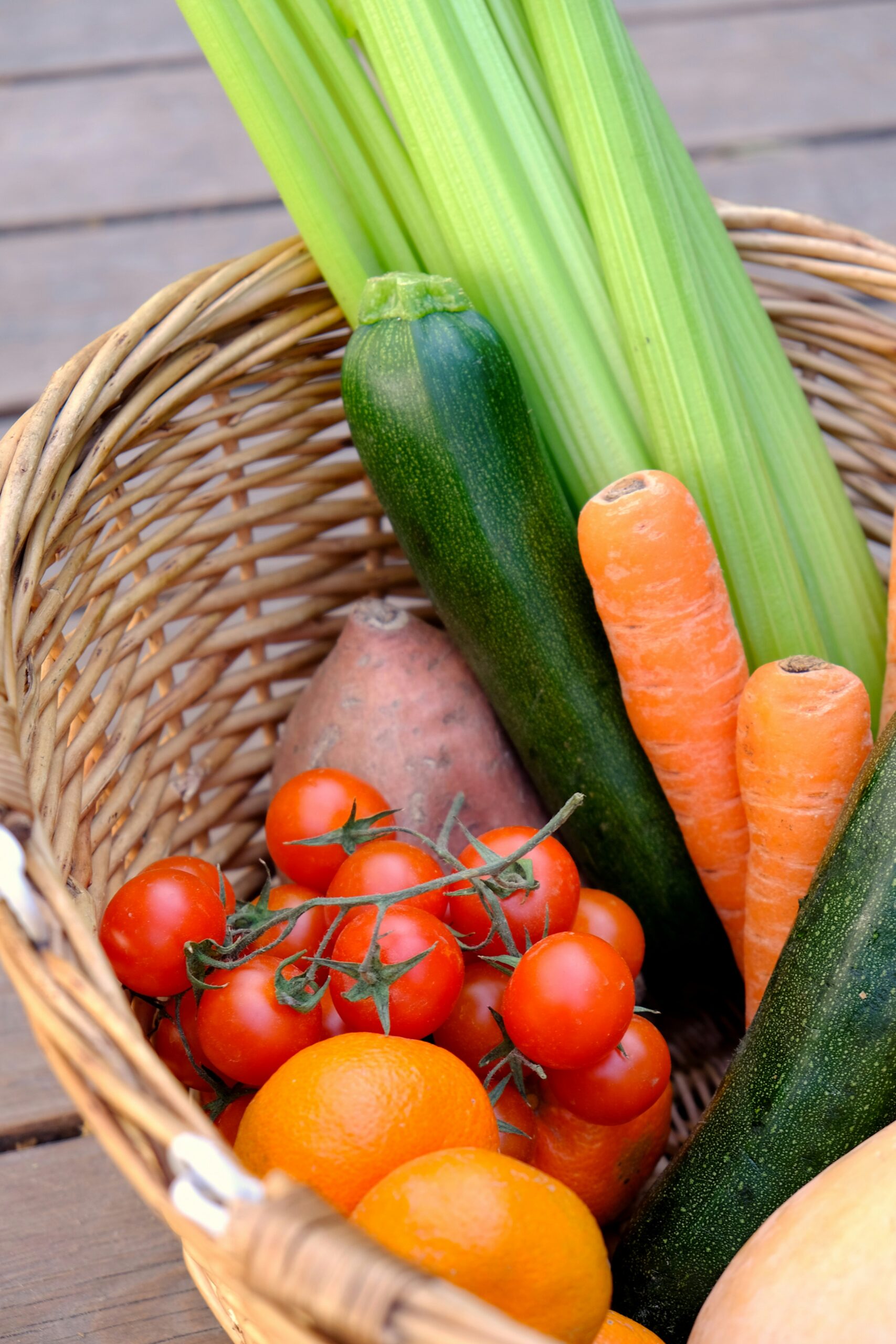 Basket with produce excellent for the Daniel Fast