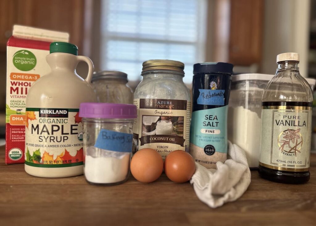 Ingredients for sourdough discard pancakes