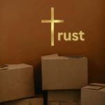 Trust written over moving boxes